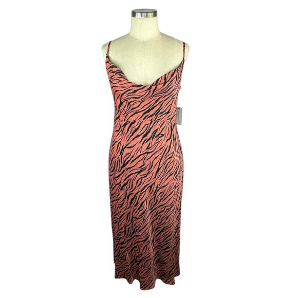 ANTHROPOLOGIE Elyse Tiger Animal Print Slip Midi Dress Women's Size MP NWT - Picture 2 of 9